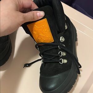 Black and Orange High-Top Boots